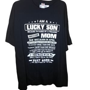 Lucky Son Mom Born In April Graphic Tee New 2XL